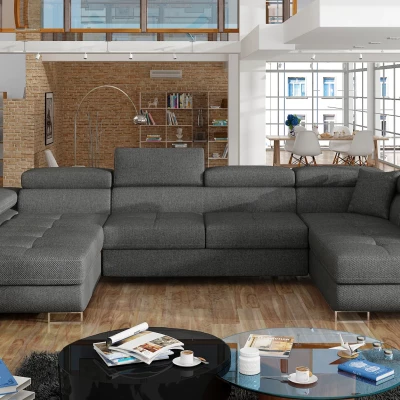 Großes U-förmiges Sofa für das Wohnzimmer ISABEAU - Graphit, rechte Ecke