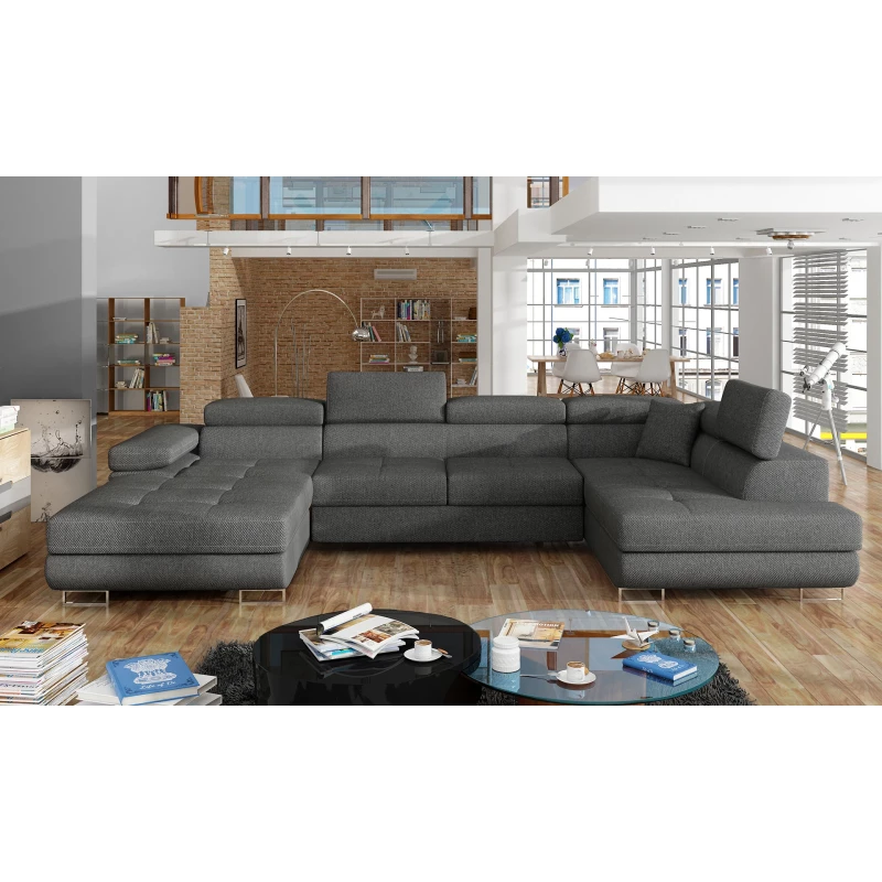 Großes U-förmiges Sofa für das Wohnzimmer ISABEAU - Graphit, rechte Ecke