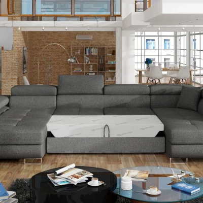 Großes U-förmiges Sofa für das Wohnzimmer ISABEAU - Graphit, rechte Ecke