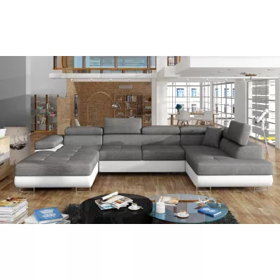Großes U-förmiges Sofa für das Wohnzimmer ISABEAU – dunkelgrau/weiß, rechte Ecke