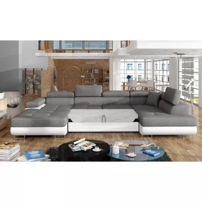 Großes U-förmiges Sofa für das Wohnzimmer ISABEAU – dunkelgrau/weiß, rechte Ecke