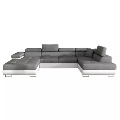 Großes U-förmiges Sofa für das Wohnzimmer ISABEAU – dunkelgrau/weiß, rechte Ecke