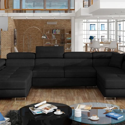 Großes U-förmiges Sofa für das Wohnzimmer ISABEAU - schwarz 1, rechte Ecke