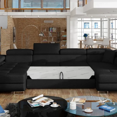 Großes U-förmiges Sofa für das Wohnzimmer ISABEAU - schwarz 1, rechte Ecke