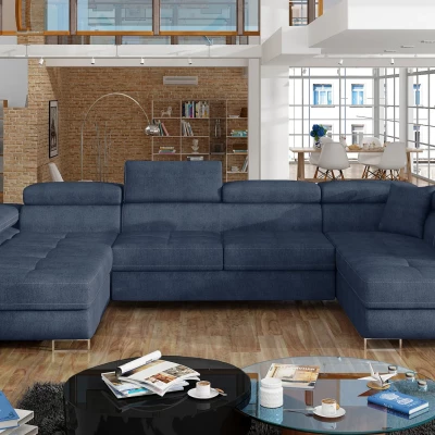 Großes U-förmiges Sofa für das Wohnzimmer ISABEAU - blau, rechte Ecke