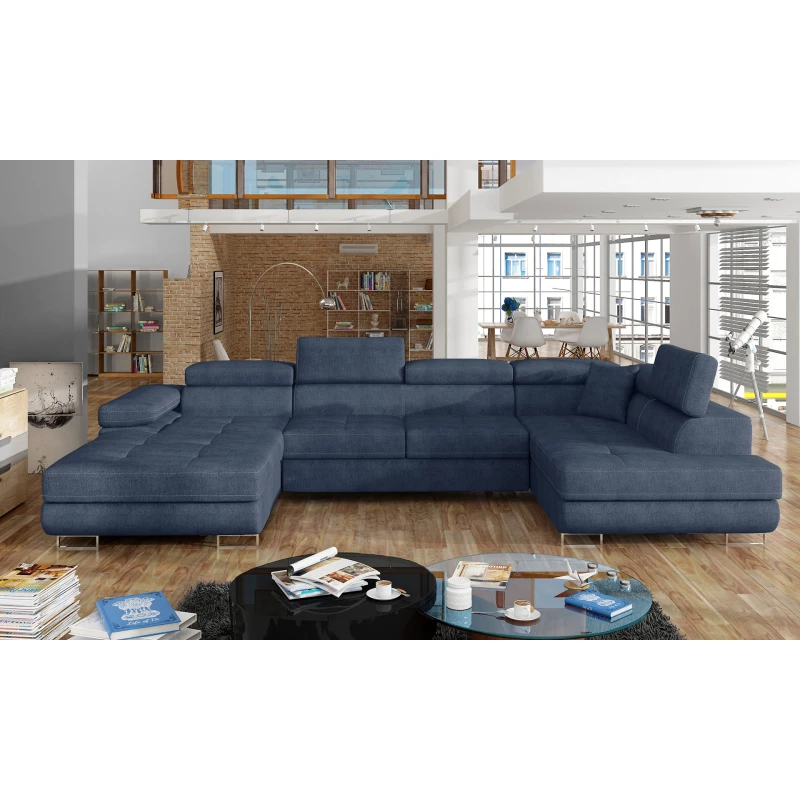 Großes U-förmiges Sofa für das Wohnzimmer ISABEAU - blau, rechte Ecke