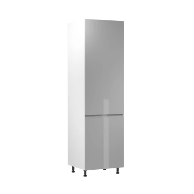 Hoher Küchenschrank ARBOR – Breite 60 cm, glänzend grau/weiß, rechts.