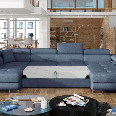 Großes U-förmiges Sofa für das Wohnzimmer ISABEAU – Preußischblau, linke Ecke