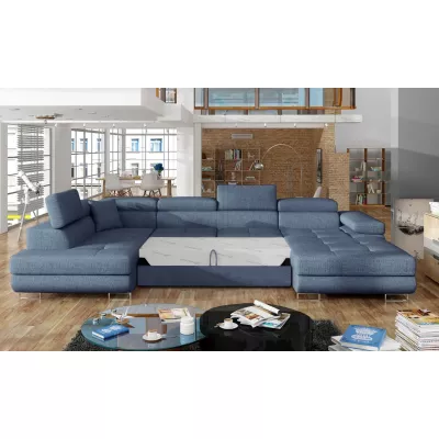 Großes U-förmiges Sofa für das Wohnzimmer ISABEAU – Preußischblau, linke Ecke