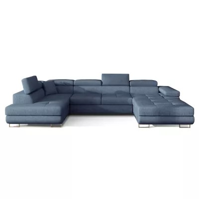 Großes U-förmiges Sofa für das Wohnzimmer ISABEAU – Preußischblau, linke Ecke
