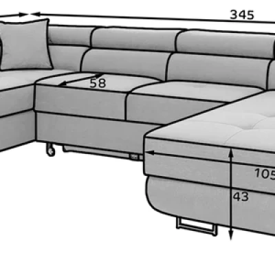 Großes U-förmiges Sofa für das Wohnzimmer ISABEAU – Preußischblau, linke Ecke