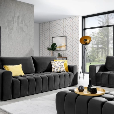 ILANIS Sitzgruppe mit Hocker – Anthrazit