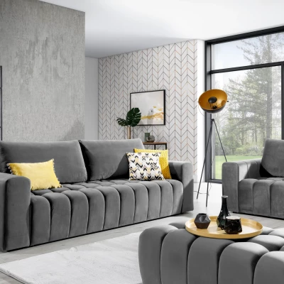 ILANIS Sitzgruppe mit Hocker – grau