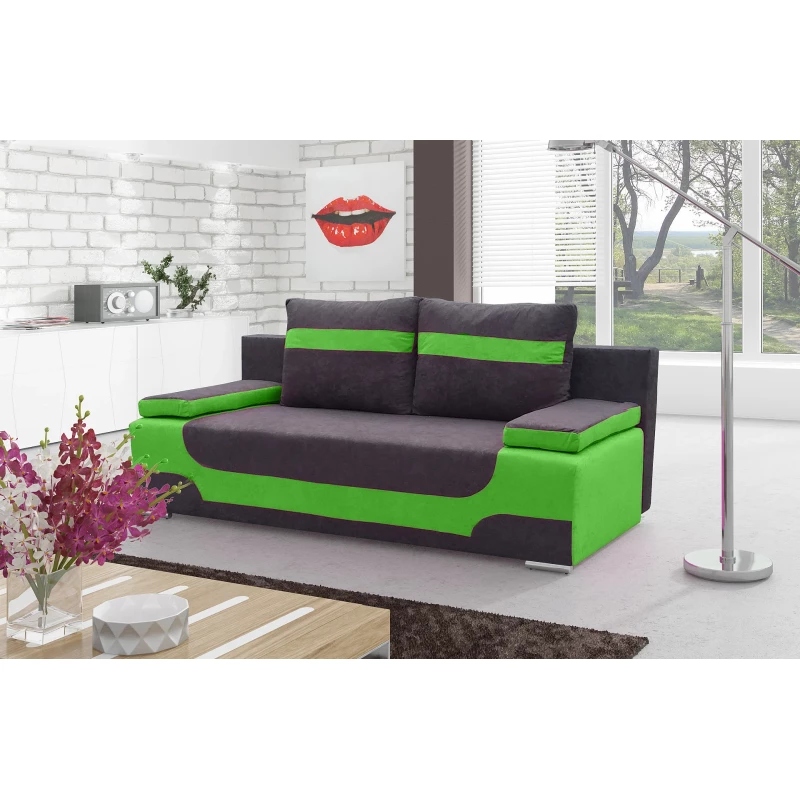 Dreisitzer-Sofa ISMERIE - dunkelgrau/grün