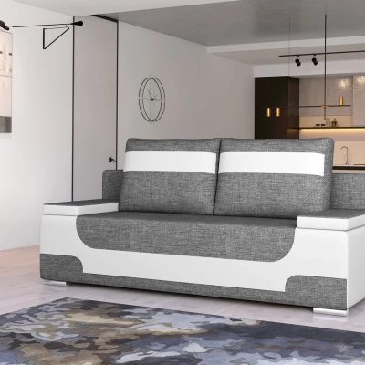 Dreisitzer-Sofa ISMERIE - Graphit/weißes Öko-Leder