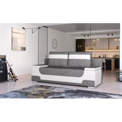 Dreisitzer-Sofa ISMERIE - Graphit/weißes Öko-Leder