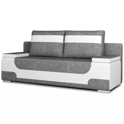 Dreisitzer-Sofa ISMERIE - Graphit/weißes Öko-Leder