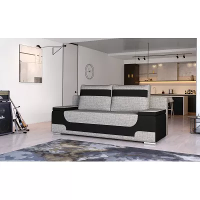 Dreisitzer-Sofa ISMERIE - Esche / schwarzes Öko-Leder