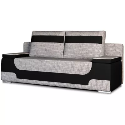 Dreisitzer-Sofa ISMERIE - Esche / schwarzes Öko-Leder