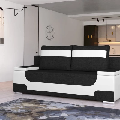 Dreisitzer-Sofa ISMERIE - schwarz/weißes Öko-Leder