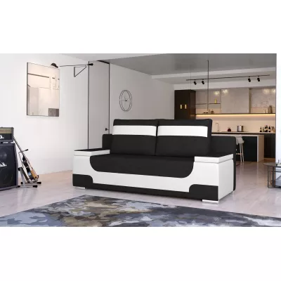 Dreisitzer-Sofa ISMERIE - schwarz/weißes Öko-Leder