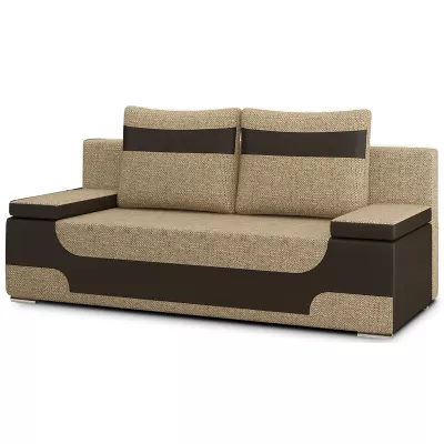 Dreisitzer-Sofa ISMERIE - dunkelbeige/braunes Kunstleder