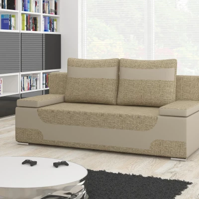Dreisitzer-Sofa ISMERIE - dunkelbeige / beigefarbenes Kunstleder