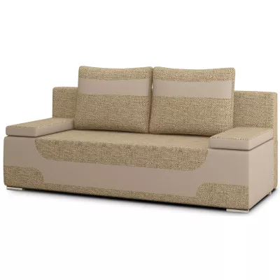 Dreisitzer-Sofa ISMERIE - dunkelbeige / beigefarbenes Kunstleder