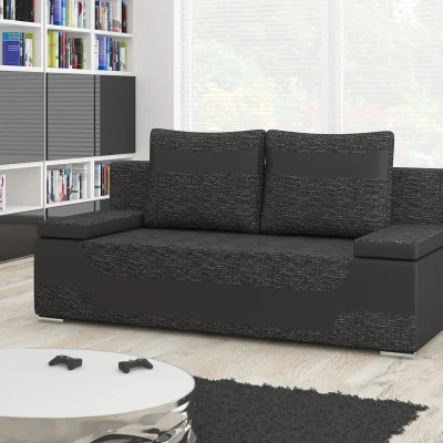Dreisitzer-Sofa ISMERIE - dunkelgrau / schwarzes Kunstleder