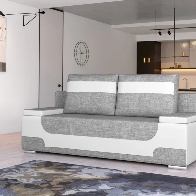 Dreisitzer-Sofa ISMERIE - Esche / weißes Öko-Leder