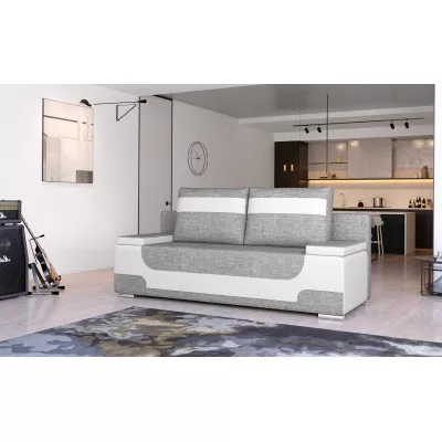 Dreisitzer-Sofa ISMERIE - Esche / weißes Öko-Leder