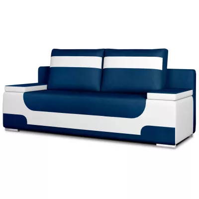 Dreisitzer-Sofa ISMERIE - blau/weißes Öko-Leder