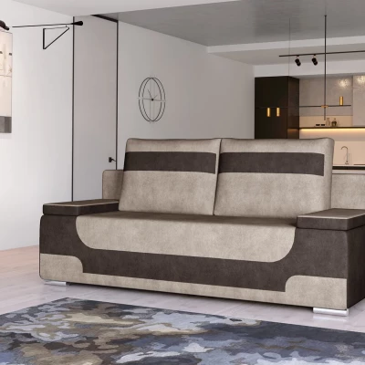 Dreisitzer-Sofa ISMERIE - beiges Kunstleder / braunes Kunstleder