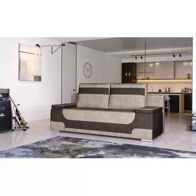 Dreisitzer-Sofa ISMERIE - beiges Kunstleder / braunes Kunstleder