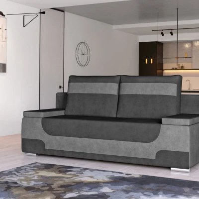 Dreisitzer-Sofa ISMERIE - schwarzes Kunstleder / graues Kunstleder