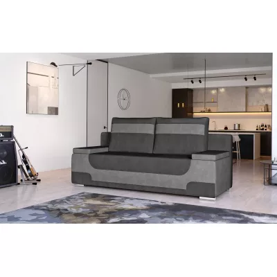Dreisitzer-Sofa ISMERIE - schwarzes Kunstleder / graues Kunstleder