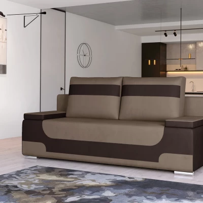 Dreisitzer-Sofa ISMERIE - hellbraun / dunkelbraun