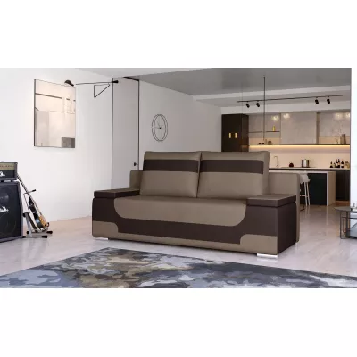 Dreisitzer-Sofa ISMERIE - hellbraun / dunkelbraun