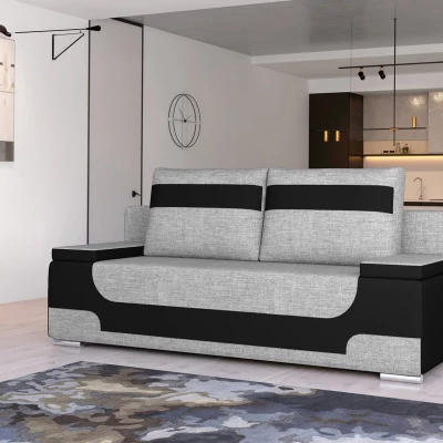 Dreisitzer-Sofa ISMERIE - graues/schwarzes Kunstleder
