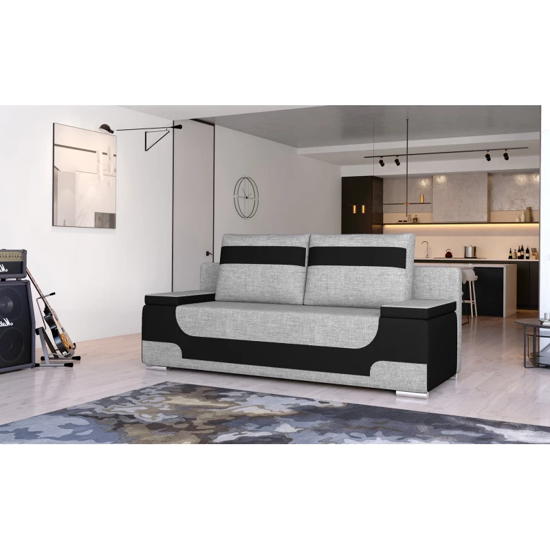 Dreisitzer-Sofa ISMERIE - graues/schwarzes Kunstleder