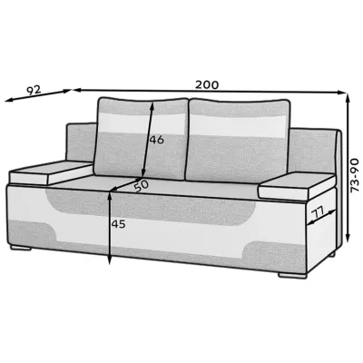 Dreisitzer-Sofa ISMERIE - graues/schwarzes Kunstleder