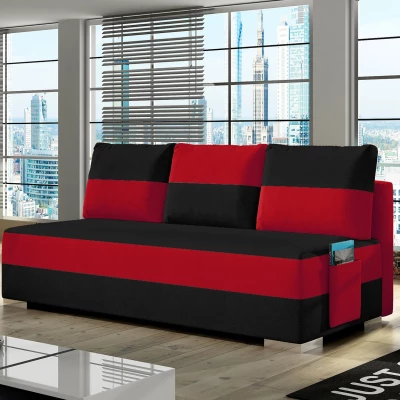 NYMERIA Dreisitzer-Schlafsofa - schwarz/rot