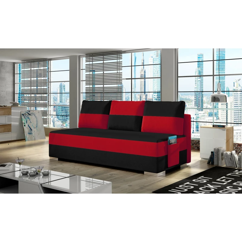 NYMERIA Dreisitzer-Schlafsofa - schwarz/rot