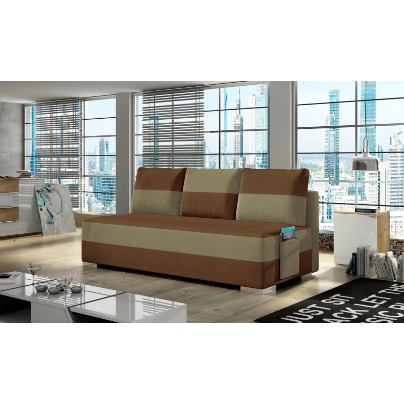 NYMERIA Dreisitzer-Schlafsofa - braun/beige