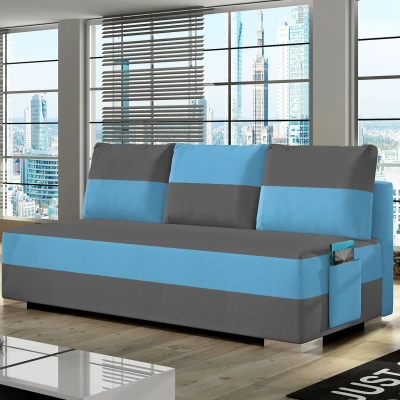 NYMERIA Dreisitzer-Schlafsofa – Dunkelgrau/Hellblau