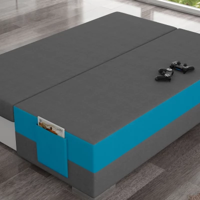 NYMERIA Dreisitzer-Schlafsofa – Dunkelgrau/Hellblau