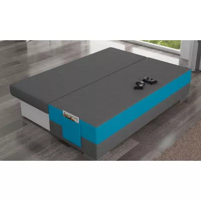 NYMERIA Dreisitzer-Schlafsofa – Dunkelgrau/Hellblau