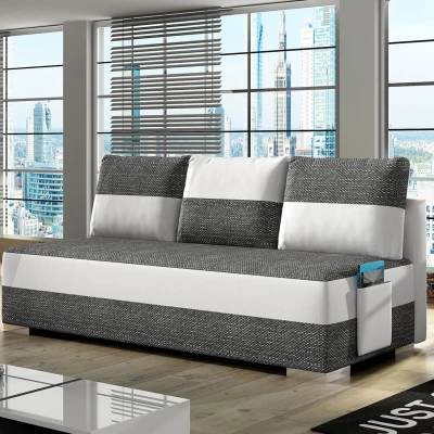 NYMERIA Dreisitzer-Schlafsofa – Dunkelgrau/Weiß
