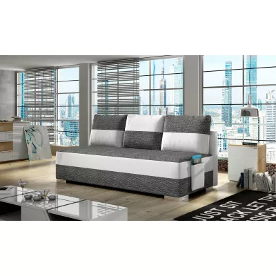 NYMERIA Dreisitzer-Schlafsofa – Dunkelgrau/Weiß