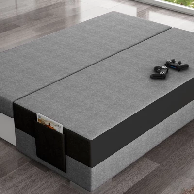 NYMERIA Dreisitzer-Schlafsofa – Dunkelgrau/Weiß